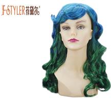 Long hair with natural curly discoloration carnival adult wig-82699 jh6
