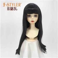 Long straight hair straight bangs high temperature silk BJD doll wig-D306