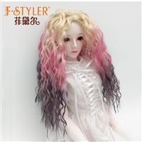 Long Hair with small curls and a faded imitation mohair bjd doll wig-D502