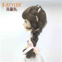 Long hair ribbon braided hair imitation mohair bjd doll wig-D905