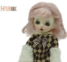 Short and medium hair side braid curly fringe mohair BJD doll wig-D447