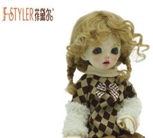 Curly hair, double braid bangs, imitation mohair bjd doll wig-D1297