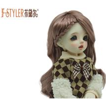 Long hair naturally curled on one side braided hair imitation mohair bjd doll wig-GK6550