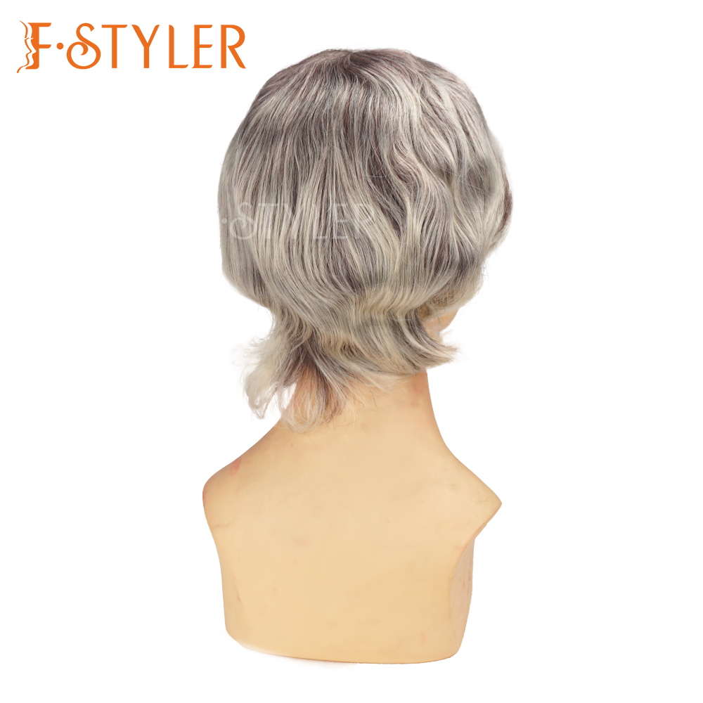 Grey Tapered Shag Short Haircut Synthetic Party Costume Wig