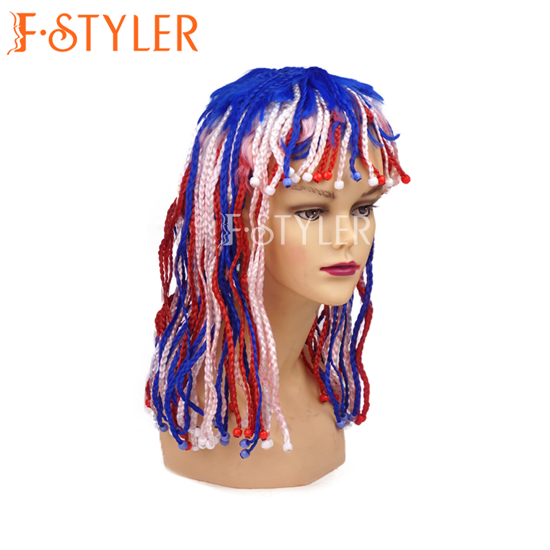 Braided Patriotic Hair Carnival Synthetic Costume Party Wig