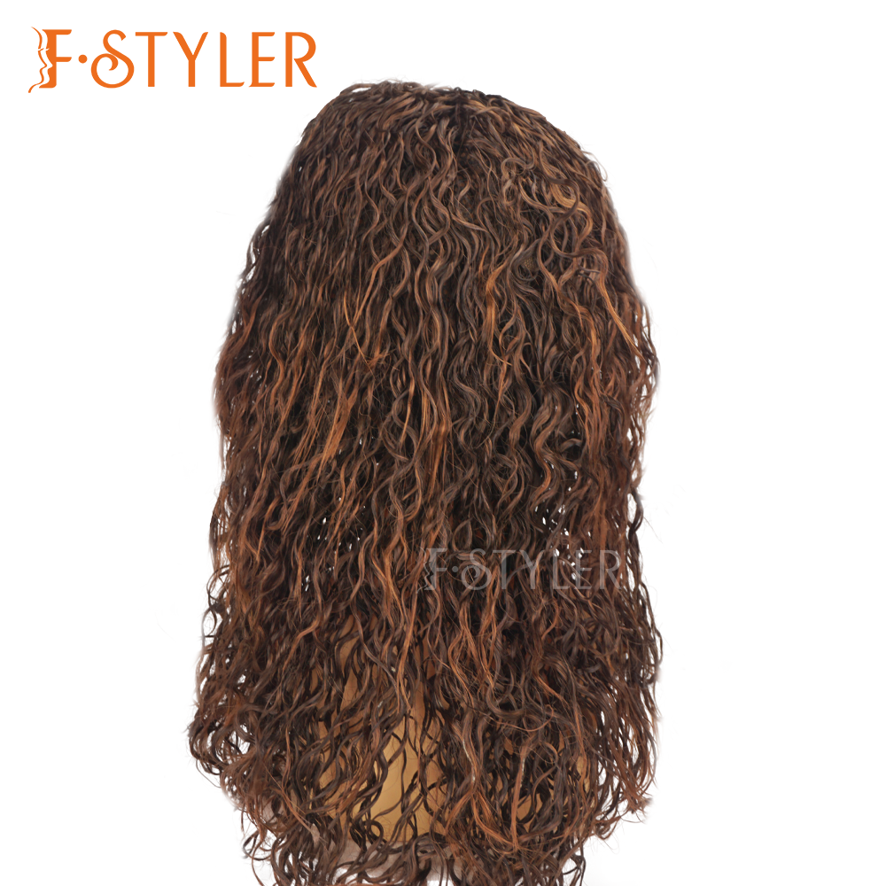 Brown Long Water Wave Glueless Synthetic Party Costume Wig
