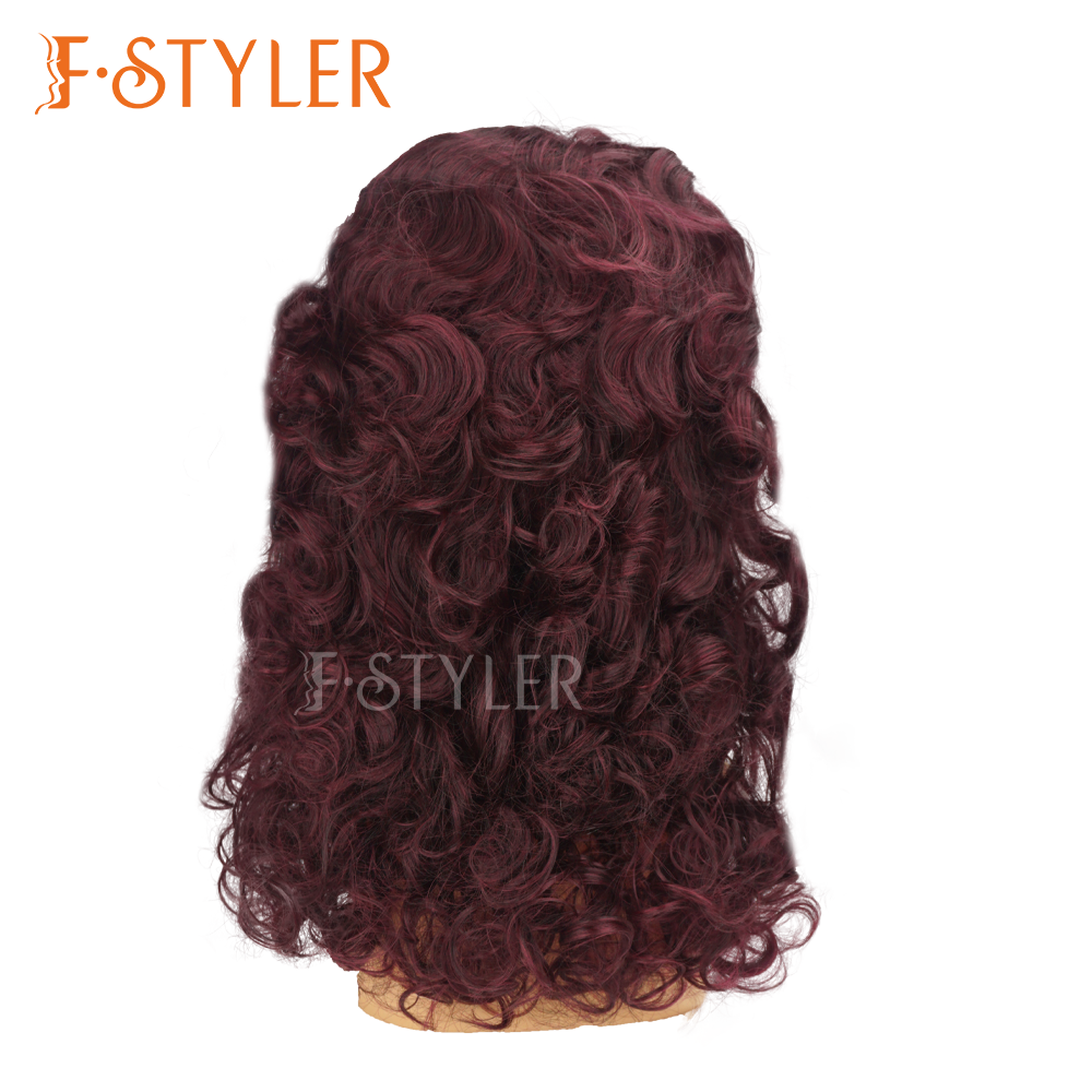 Burgundy Long Loose Wave Synthetic Party Costume Wig
