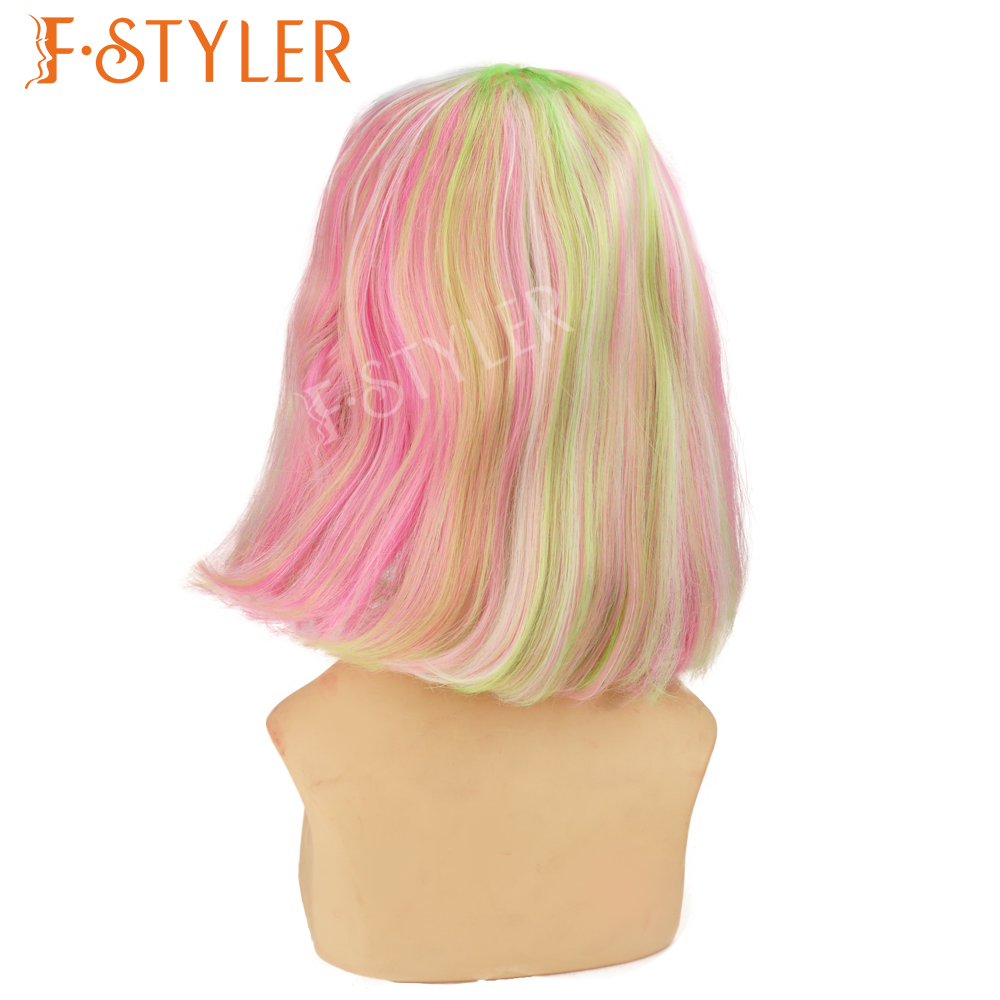 Rainbow Straight Style Short Bob Synthetic Costume Wig